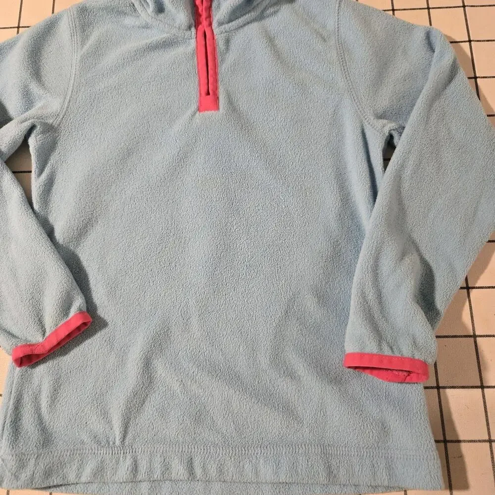 Lands End‎ LittleKids Size 5-6 Blue Pink Lightweight Fleece Quarter Zip Pullover